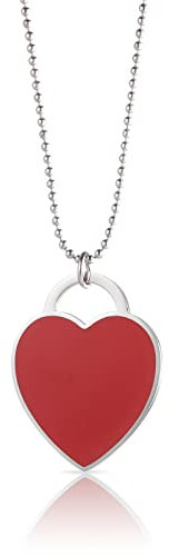 Inscintille Cuore rock Collana a palline in acciaio con cuore colorato Rosso/1.5 cm