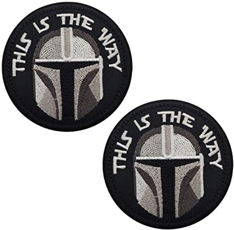 Zcketo 2 Stück This is The Way Half Helmet Film Gestickter Verschluss auf der Rückseite Taktischer Moral-Patch zum Kleidung Taschen Rucksack Uniform Jersey Patch Sammeln