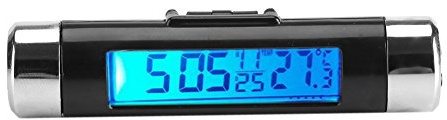 Mumusuki Auto-Uhr-Thermometer, Digitales Kfz-LCD-Thermometer mit Hintergrundbeleuchtung, Uhrenmonitor, Clip Am LKW-Auto(Blauer Hintergrund)