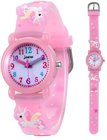 Mamiddle Montre Enfant Garcon Fille Montre Enfant Fille pour 3-10 Ans, Montre Enfant en Silicone/Nylon de Dessin Animé, 3ATM Mouvement à Quartz Japonais (Silicone - Rose Licorne)