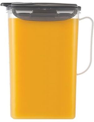 LocknLock Aqua Fridge Door Water Jug with Handle BPA Free Plastic Pitcher with Flip Top Lid Perfect for Making Teas and Juices, 2 Quarts, Gray
