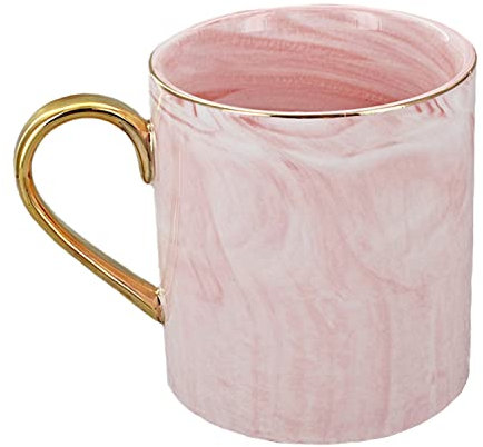 G Decor Tasses à café effet marbre avec finition grise ou rose (rose)