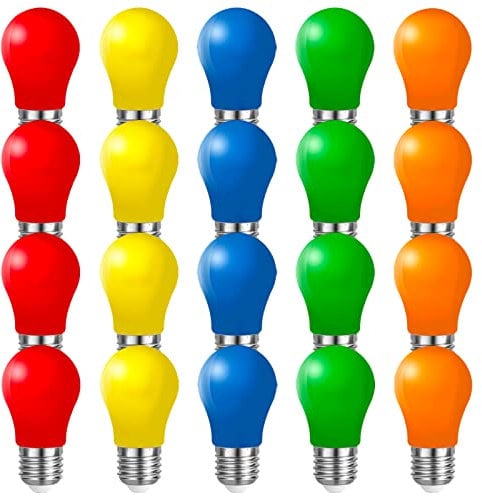 Belaufe LED Bunte Glühbirnen E27 3W, E27 Farbige LED lampen, Dekorative LED Lampe Outdoor, 220V AC, Gemischte Farben Rot Grün Blau Gelb Orange, 20er Pack