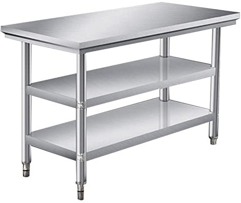 OYhmc Edelstahl-Arbeitstisch, gewerblicher Lebensmittelzubereitungs-Arbeitstisch mit 2 Unterböden, 550-lbs-Last-Edelstahl-Werkbank für Küche, Restaurant, Heimhotel