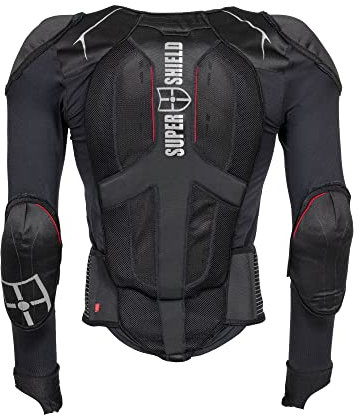 SUPER SHIELD Protektorenjacke, Rückenprotektor, Ellenbogenprotektoren & Schulterprotektoren, Level 2 CE Zertifiziert, Protektorenweste Ideal für Motorrad, Ski, Snowboard, Reiten & MTB, XXL
