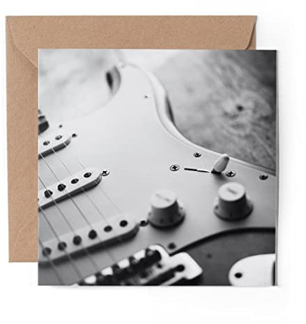 1 x Grußkarte (Fotoeinsatz) – BW – E-Gitarre Musiker Musik – blanko Geburtstagsfeier Jahrestag #41009