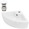 ML-Design Lavabo ad Angolo d'Appoggio in Ceramica Bianco 46 x 33 x 13 cm Lavandino Angolare a Parete Troppopieno Foro per Rubinetto Lavello Bagno WC Ospiti Design Moderno incl. Piletta Push-Open
