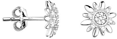 SOFIA MILANI - Boucles d'Oreilles pour Femme en Argent 925 - avec Pierre de Zircon - Clou d'Oreille en Forme de Fleur - E2202