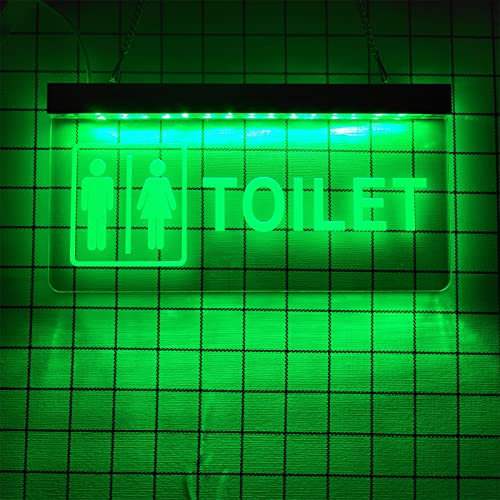 YSOLDA Funny Toilet LED Neon Signs, Custom Plug Powered 3D Engraving Neon Lights, for Bar Mall Restroom Washroom Wall Hanging Luminous Decoration,Green,30x15cm