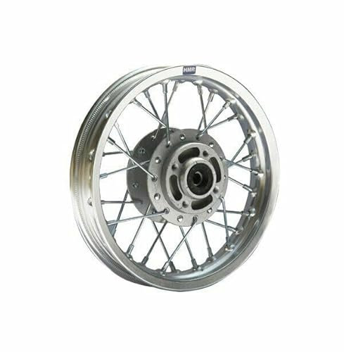 HMParts Alu Felge 10 Zoll vorne Silber Eloxiert Geeignet für fast alle Modelle mit 12 mm Achse Dirt Bike, Pit Bike, XMOTOS, MotoCross