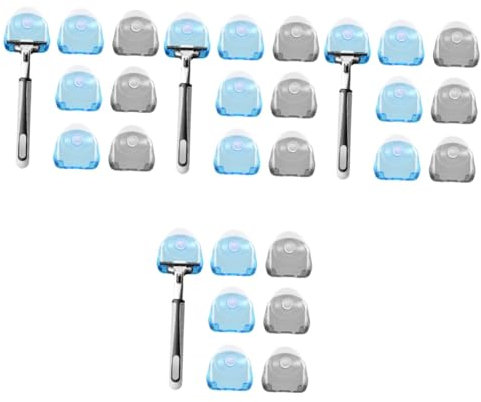 MaGiLL 24 Stück Saugnapf-Rasiererhalter, transparent, Duschrasierer, Badezimmer, Saugnapf, Handtuch, Bademantel, Badehaken, Duschrasiererhalter, Rasiererschutz, Kunststoff-Rasierklingen-W