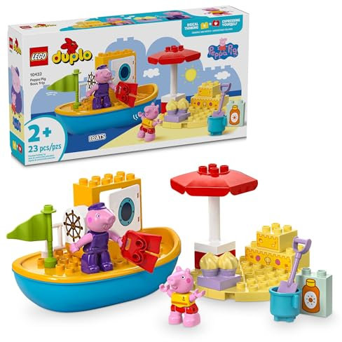 LEGO DUPLO 10432 Peppa Pig Bootsausflug Badespielzeug, Baustein-Lernset für Vorschulkinder mit 2 Peppa Pig Figuren enthalten, Wasserspielzeug Geschenkidee für Kleinkinder ab 2 Jahren