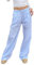 WangsCanis Damen Y2k Gestreifte Lounge Hose Nadelstreifen Hose mit Weitem Bein Hose mit Hoher Taille Lockere Ausgehhose mit Tasche (Cc Blau, 42, L)