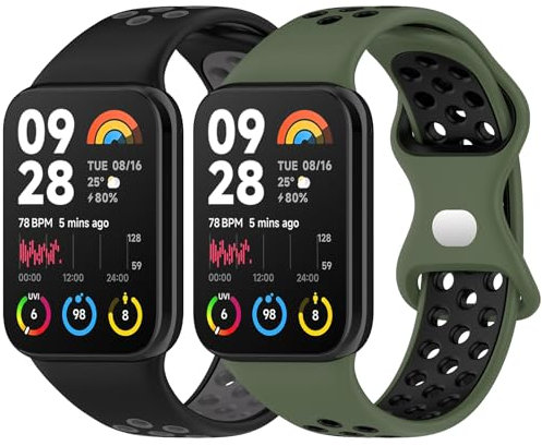 BDIG 2 Stück Armband Kompatibel mit Xiaomi Redmi Watch 5/Xiaomi Mi Band 8 Pro/Xiaomi Redmi Watch 4,Weiche Zweisfarbige Silikon-Sportarmbänder für Xiaomi Mi Band 9 Pro/Redmi Watch 4.