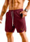 JMIERR Waffel Sport Kurze Hosen für Herren Stretch Loose Bermuda Short 2024 Basketball Shorts mit 3 Taschen und Lederetikett Rot 3XL
