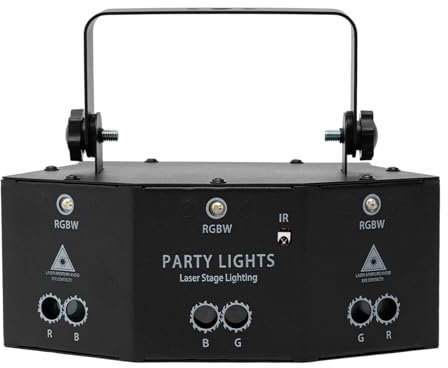 LED RGB Laser Licht DJ Projektor Disco Bühnenbeleuchtung mit Fernbedienung für Effektstrahler Halloween Weihnachten Klub Party Lichteffekt mit einer 180° verstellbaren Halterung 9 Eyes