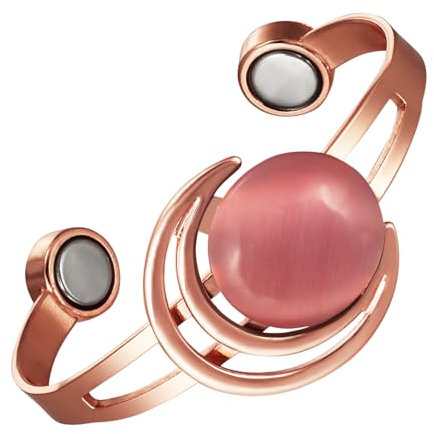 YINOX Superstarkes Magnetarmband aus reinem Kupfer für Damen, modisches Cat-Eye-Armband aus reinem Kupfer, 2 extra große NdFeB-Magnete (D)