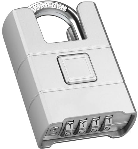 Diyife Large Heavy Duty Combination Padlock Outdoor, [Anti-Cutting] [Waterproof] 4-Digit Padlocks with Code, High Security Padlock with 8mm Thick Shackle for Gate, Shed, Fence,School,Gym (Silver)
