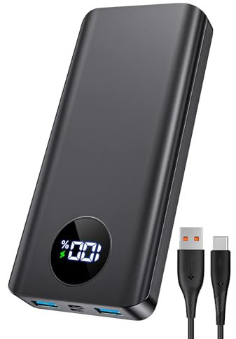 Power Bank, 20000mAh Powerbank PD 22.5W Schnellaufladung Externe Handyakkus mit Digitaldisplay, USB C Tragbares Ladegerät mit iPhone 15 14 13 12 Pro Max, Samsung und Andere Geräte