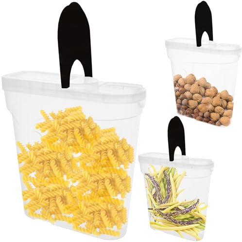 EDANTI Vorratsdosen mit Deckel Set 3er Aufbewahrungsboxen Frischhaltedosen | Vorratsdose zur Mehl Zucker & Müsli Aufbewahrung Küche (3 x 4 L - Schwarz)