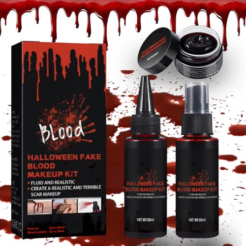 IWTBNOA Halloween Kunstblut Realistische, Halloween Schminke, Kunstblut Sprühen, Fake Wunden Wasser, Fake Blood für Karneval Unfug Zombie Vampir Clown Monster Cosplay Spezialeffekte Make Up