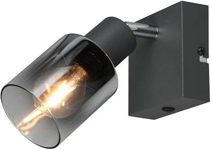 Reality Leuchten Applique murale CADIZ R81781042, Métal anthracite, Verre Chrome Vaporisé, excl. 1x E14