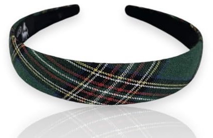 Bandeau pour cheveux en tissu tartan écossais, élégant, polyvalent, avec étui organza (Vert, Tartan)