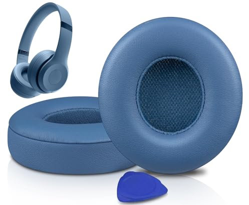 SOULWIT Earpads Cushions Replacement for Beats Solo 4 Wireless On-Ear Headphones, Solo4 Ear Pads with Soft Protein Leather, High-Density Noise Isolation Foam, Added Thickness - Slate Blue