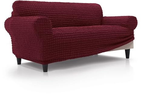 FAVERTI® Sofabezug, 3-Sitzer, sehr elastisch, von 180 bis 230 cm, Modell BUFALI | Bordeaux | Idealer Bezug für Jede Form von Sofas | Qualitätsschutz aus 3D-Jacquard-Stoff mit Baumwollgefühl