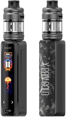 SMOK X PRIV SOLO Vaping Kit, Most Portable Sub-ohm Device, 0.96-inch TFT Smart Touch Screen, Powered by Single I8650 Battery, 2mL, E Cigarettes, E Cig, SMOK Vaping, No Nicotine (Black Shell)