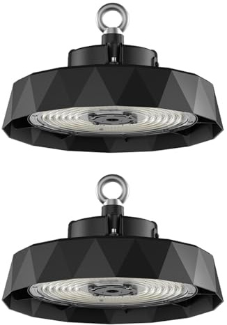 Amdelne LED Hallenstrahler 200W, Superhelle 170LM/W, Hallenbeleuchtung 6000K Kaltweiß, IP65 Wasserdichte Energieeffiziente, UFO High Bay Industrielampe für Fabriken Garage Lagerhaus Werkstatt 2pcs