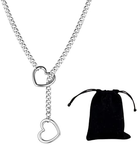 ZhongShuang 1 Pcs Slip Kette Necklace Women Herz Slip Chain Halskette Gothic,Heart O-Ring Necklace, Handmade Punk Gothic Cuban Für Punk Stil Hip Hop Rapper Themenparty
