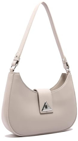 Travistar Handtasche Damen Elegant Schultertasche Damen Kleine Hobo Bag Y2k Tasche Veganes Leder Satteltasche Aesthetic Abendtasche Clutch mit Reißverschluss, Grau Umhängetasche für Teenager Mädchen