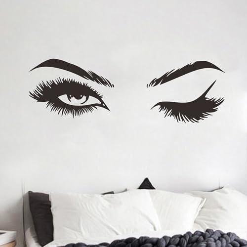 Stilvolle Frau Auge Wandaufkleber mit Wimpern für Schönheitssalon Dekor