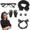Tutukyle 50er Jahre Accessoires Damen Rockabilly 5TLG Rockabilly Accessoires Damen Schwarz 60er Jahre Outfit Damen Chiffonschal Punkte Brille Handschuhe Punkteohrringe Perfekt für Retro-Partys