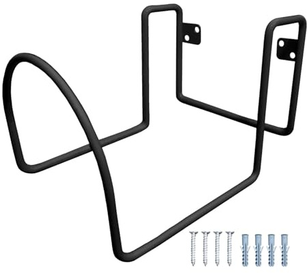 kivrimlarv Appendiabiti da parete per tubi da giardino, in metallo, organizer per tubi da esterno resistente alle intemperie, salvaspazio, 26 x 20 x 16,5 cm, per riporre tubi da giardino (nero,