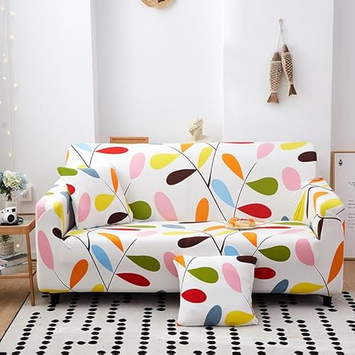 Odot Sofa Überzug,Sofabezug Ecksofa,Couch Überzug für 1/2/3/4 Sitzer,Moderne Weihnachtsdrucke Sofa Überzug,Elastische sofabezug L Form rutschfest Sofaschoner,für Schmücken (4-Sitzer,Buntes)