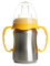 THERMOBABY - Tasse En Inox Bébé Avec Anses Et Tétine Silicone - Anti-Fuites - 180 ml - Facile À Nettoyer - Durable - Idéale Pour L’Autonomie De Bébé - Jaune Mangue