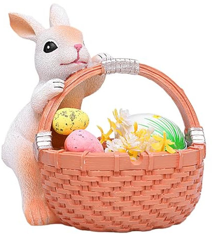 Osterhase Taschen Korb Osterkorb, Osterkörbchen Mit Henkel Osternest Korb Ostern Geschenktüten Dekoratives Ornament aus Harz Osterhase Ornament aus Harz Lagerung Korb zu ostern partei (Orange)