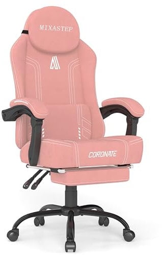 NSMAZXO MIXASTEP Gaming Stuhl Ergonomisch mit Verstellbarer Rückenlehne & 360° Drehfunktion - Bürostuhl für Erwachsene/Jugendliche 150KG, PC-Stuhl aus Technologiegewebe in Rosa für Homeoffice/Gaming