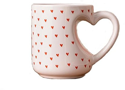 420ML Liebe Becher Kreatives Büro Keramik Wasser Tasse Schöne Kaffeetasse Frühstückstasse Paar Cup Design Sense (Rote Liebe)
