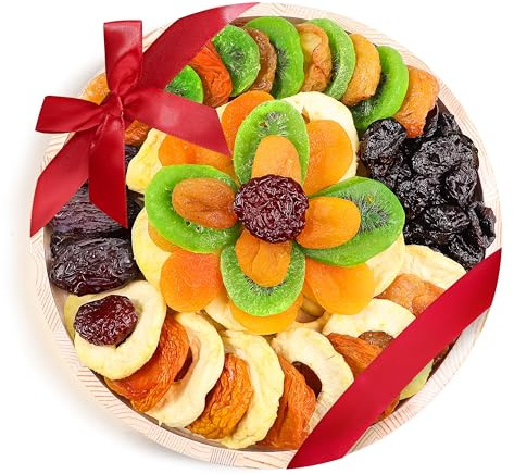 Cesta de regalo de frutas secas – Bandeja gourmet de frutas secas en bandeja de madera – Cesta de regalo de aperitivos saludables para mujeres y hombres – Perfecto para cumpleaños, vacaciones