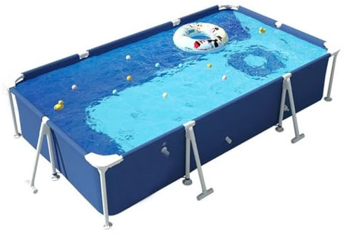 Easnuroz Piscine en Acier Piscine Hors Sol Rectangulaire en Acier De 300cm Piscine Pliante pour L'été Jouets d'eau pour Chiens, Animaux De Compagnie, Étudiants Et Adultes