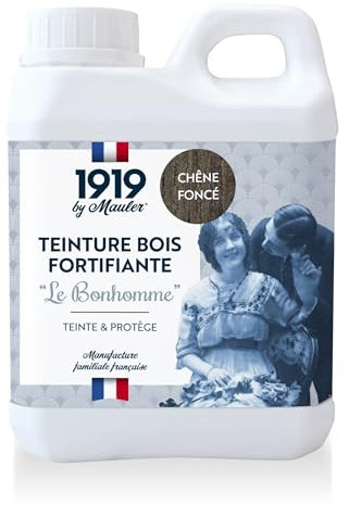 1919 by MAULER - Teinture bois, meuble & parquet Le Bonhomme - Chêne Foncé - 2,5L - Protège contre les taches grâce à un fond dur intégré