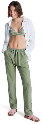 Roxy On The Seashore - Cargo Hose aus Leinen für Frauen Weiß