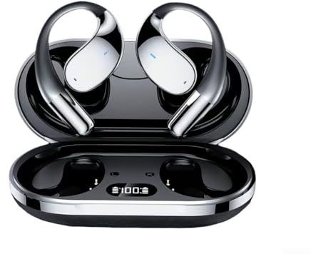 AI Translation BT-Kopfhörer, Q39, kabellose Ohrbügel, Sport-Headset, offene Kopfhörer für globale Meetings, Reisen, Workout, Weiß / Schwarz (schwarz)