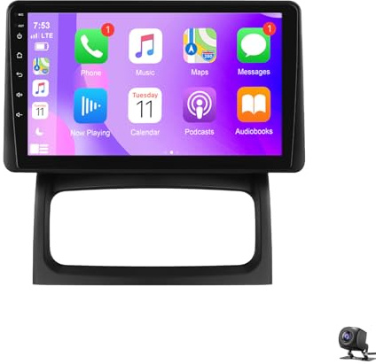 LiteGauge Android 15 Autoradio für Clio 2 2000-2012 Radio 9-Zoll Touchscreen kabelloses Carplay Android Auto Unterstützung GPS Navigation WiFi Bluetooth FM EQ Rückfahrkamera(Color:4 CORE 1+32G)