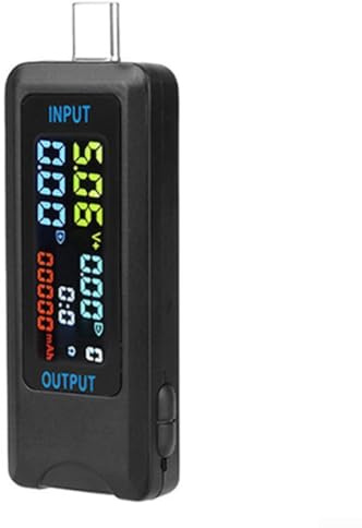 10 in 1 USB Digital DC Voltmeter and Current Meter with True Color IPS LCD Display, Power Capacity Resistance Temperature Tester for Chargers Phones Laptops Type-C Devices(6527-T)