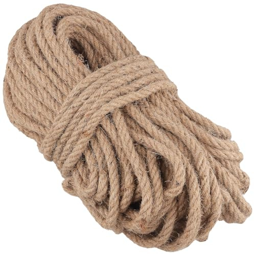 SOUJAP Cuerda de yute de 10 mm, cuerda de cáñamo, cuerda de yute para manualidades y jardinería, 40 m, 1 paquete