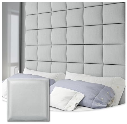 Anti Collision Wall Padding 3D Adjustable Headboard for King, Twin, Full and Queen, Wall Mounted Upholstered Panels (6 PCS, 9.84 x .84)(Grey)